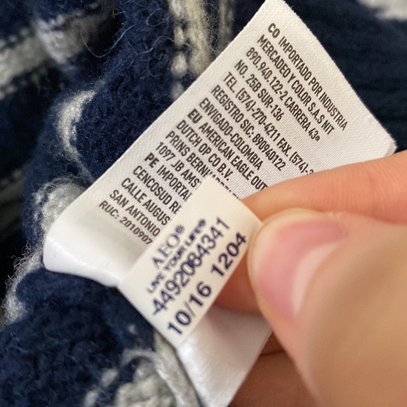 American Eagle Seriously soft striped wool blend mockneck quarter zip sweater M - Picture 10 of 10